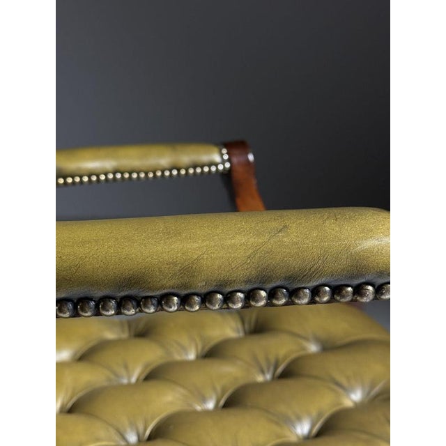Office Chair in Green Upholstered Leather For Sale - Image 6 of 18