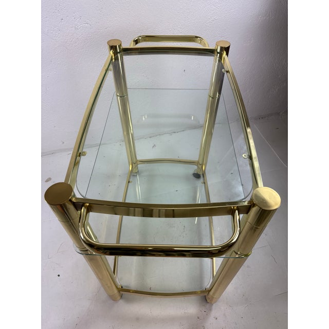 DIA - Design Institute America Mid-Century Design Institute of America Brass and Glass Bar Trolley For Sale - Image 4 of 11