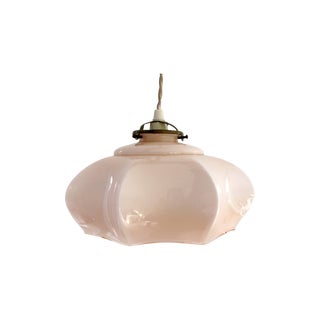French Opaline Glass Pink Pendant Light For Sale