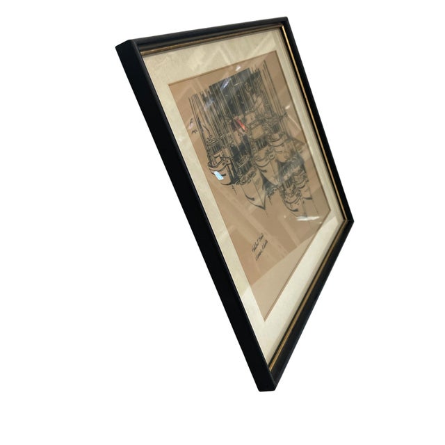 1970s Mid-Century Style Bruce Boyd "Halibut Boats, Juneau, Alaska" Framed Graphic Maritime Print. For Sale - Image 5 of 8
