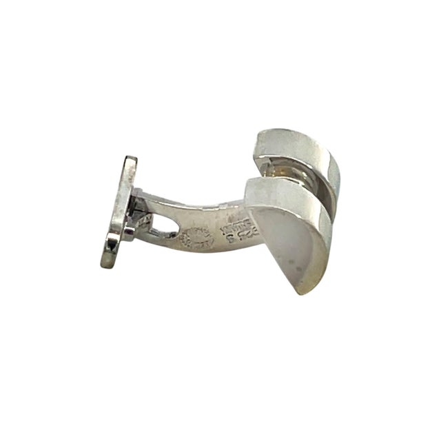 1990s Georg Jensen Estate Cufflinks Sterling Silver 15.4 Grams, 2 pieces For Sale - Image 9 of 12