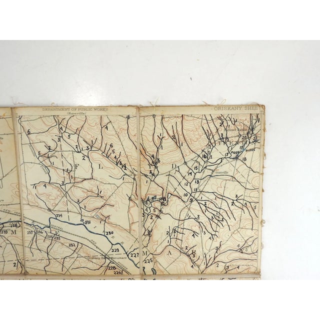 Shabby Chic Oriskany, Rome, New York 1895 Us Geological Survey Folding Map For Sale - Image 3 of 5