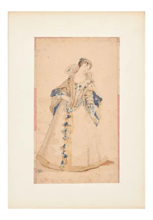 La Belle Dame - Pencil and Watercolor by Unknown French Artist 19th Century 19th Century