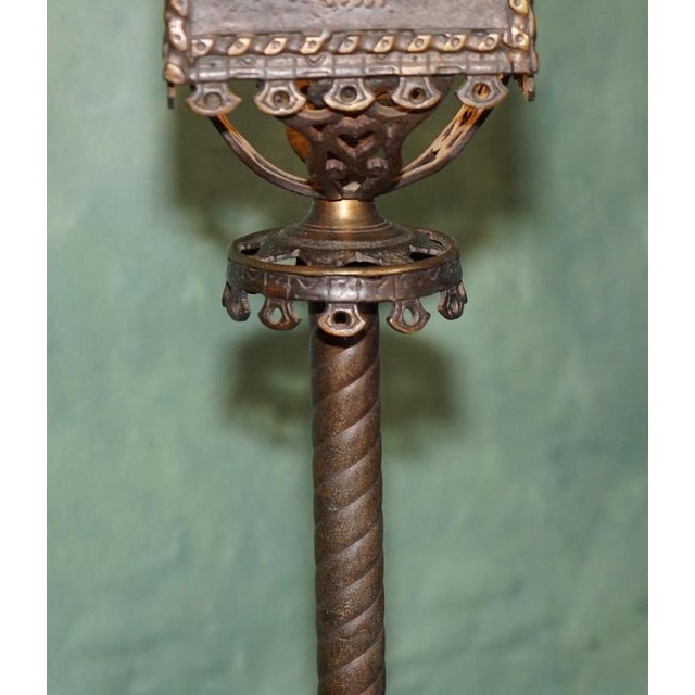 American Gothic Revival Bronze and Amber Glass Ship Lantern Floor Lamps, 1920, Set of 2 For Sale - Image 17 of 18