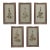 Set of 5 Vintage Pressed Wildflower Art on Hand Deckled Edge Paper For Sale