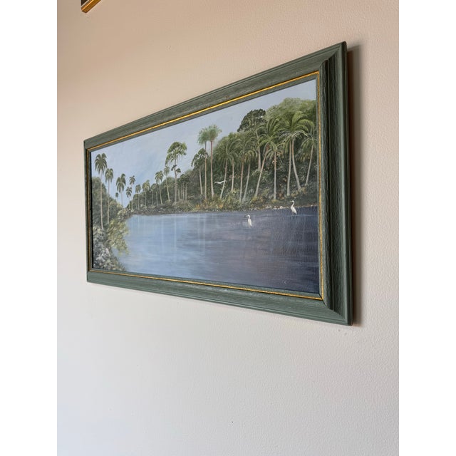 Vintage Red Spencer Tropical Florida Highwaymen–Style Oil on Canvas Painting For Sale - Image 4 of 12