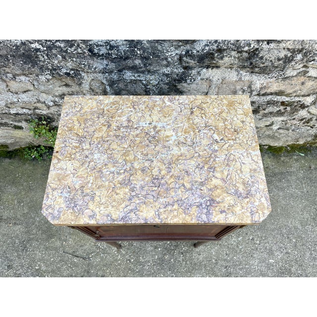 Louis XVI Bedside Table in Marble and Ceramic For Sale - Image 3 of 16
