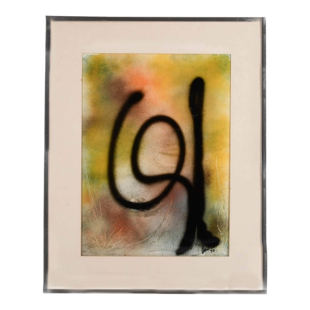 Framed J. Akston "Blind Result of Chance Set in Motion I" Enamel on Paper For Sale