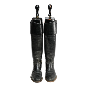 Country Chic Black Leather Antique Riding Boots Horse Equestrian Home Decor Prop