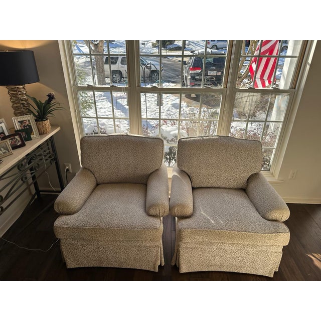 2020s 2 Custom Matching Swivel Charles Stewart Arm Chairs For Sale - Image 5 of 9