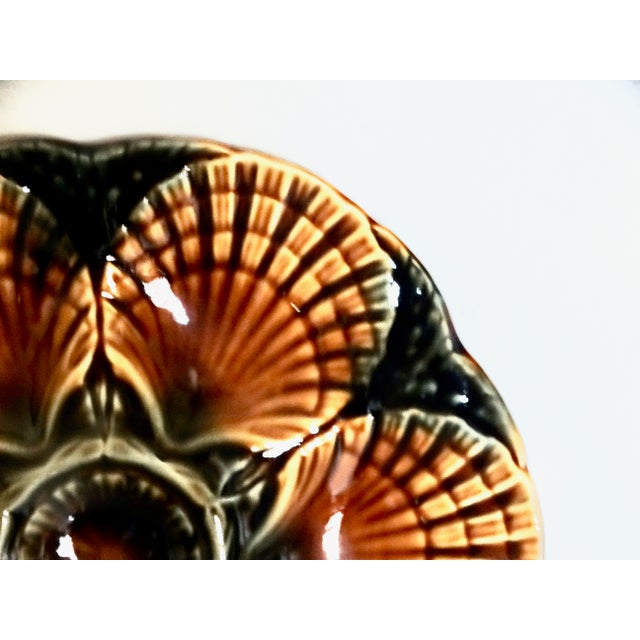 Mid 20th Century French Faience Sarreguemines Oyster Plate For Sale - Image 5 of 9