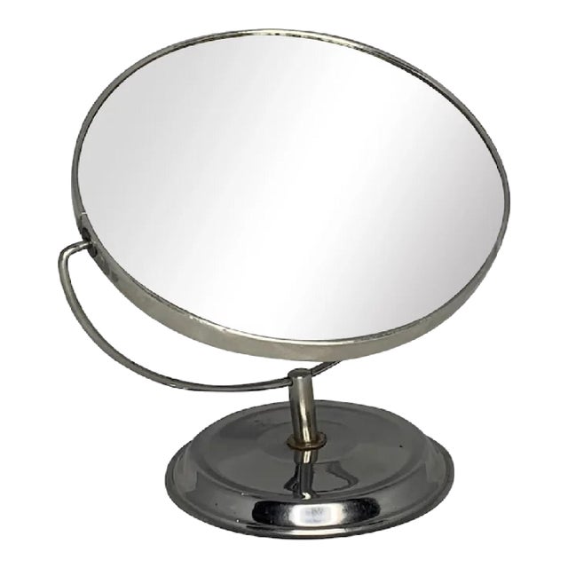 Art Deco Chrome Vanity Mirror: Double Sided Swivel Mirror For Sale