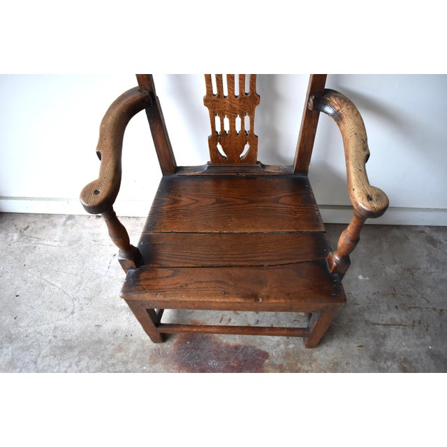 Wood 18th-Century Georgian Chippendale Oak Armchair For Sale - Image 7 of 13
