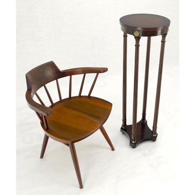 Baker Dark Mahogany 13" Round Neoclassical Pedestal Plant Lamp Stand Table MINT For Sale - Image 12 of 13