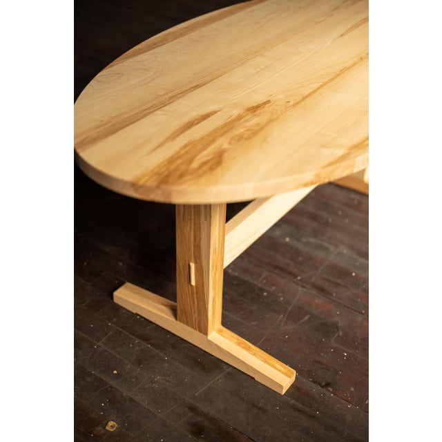 2020s Oval Ash Breakfast Table With Trestle Base For Sale - Image 5 of 9