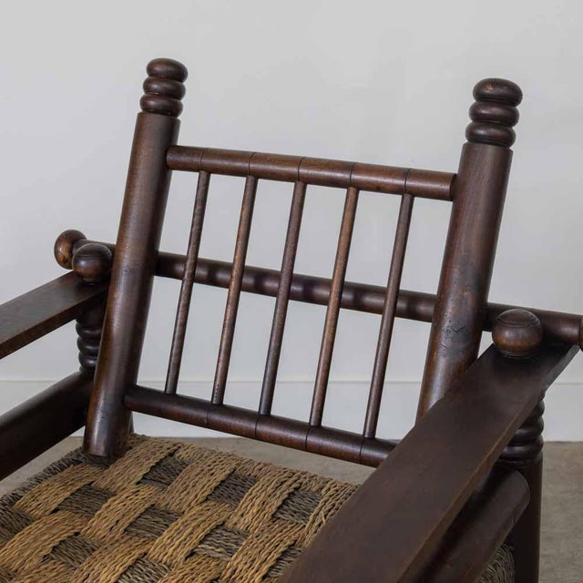 Brown 1940s Oak and Woven Lounge Chair by Charles Dudouyt For Sale - Image 8 of 14
