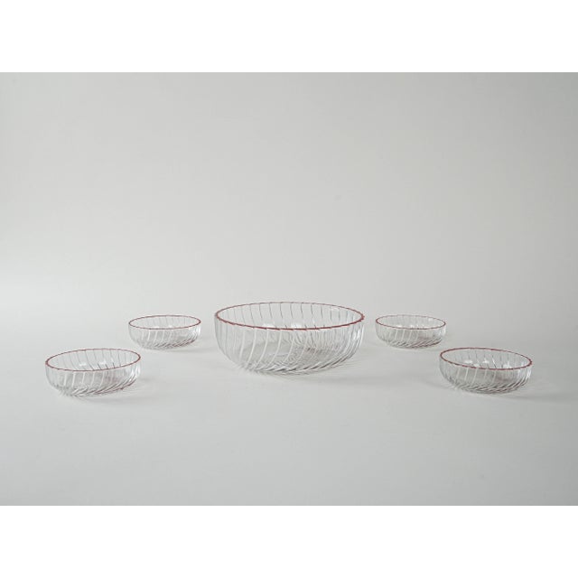 Mid-Century Modern Vintage Italian Glass Salad Bowls, 1970s, Set of 5 For Sale - Image 3 of 7