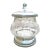 1930s Art Deco Floral Etched Glass Candy Honey Jar With Sterling Silver Lid & Base For Sale