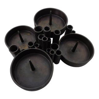 Brutalist Bronze Candleholder by Manfred Bergmeister for Ebersberg, Germany, 1960s For Sale