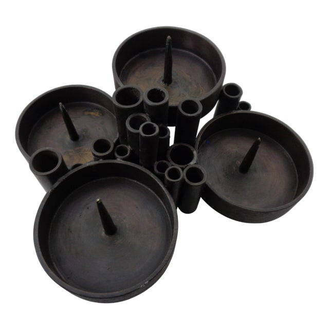 Brutalist Bronze Candleholder by Manfred Bergmeister for Ebersberg, Germany, 1960s For Sale