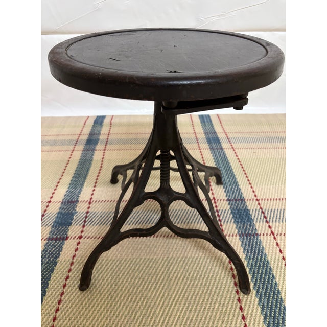 Metal Antique Adjustable Watchmaker’s Stool For Sale - Image 7 of 9