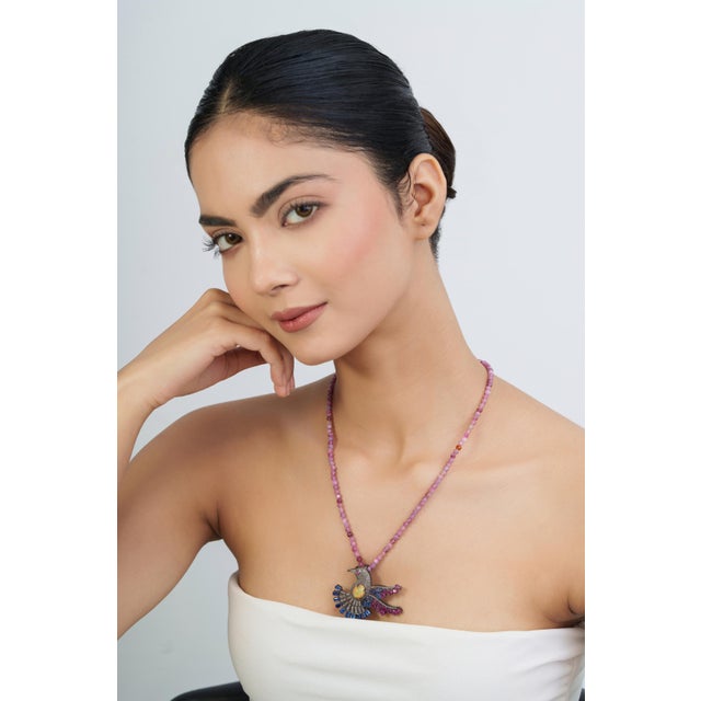 Pink Vintage Style Genuine 53 Ct Pink Tourmaline 4 Mm Bead Matinee Necklace - 19.5" For Sale - Image 8 of 15