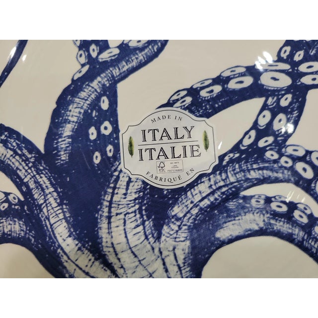 Societa Ceramica Italiana 1990s Ceramiche Italia Blue Octopus Lucy Dinner Plates - Set of 5 For Sale - Image 4 of 4