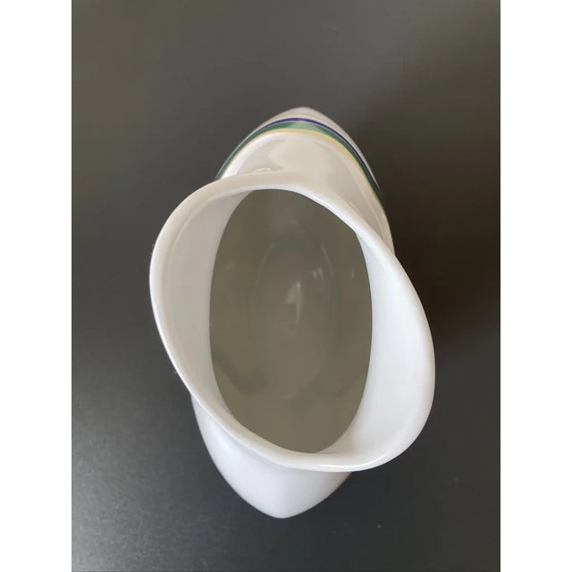 Geometric Undulation German White Porcelain Vase by Kaiser, Signed For Sale - Image 11 of 12
