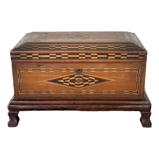 Late 19th Century Inlaid Marquetry Jewelry Casket For Sale