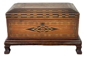 Late 19th Century Inlaid Marquetry Jewelry Casket