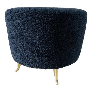 Arc Pouf in Blue Upholstery For Sale