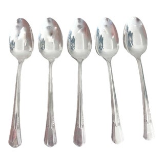 Set of 5 Demitasse Silverplate Spoon Coffee Tea Design Silver Plate Lady Betty For Sale
