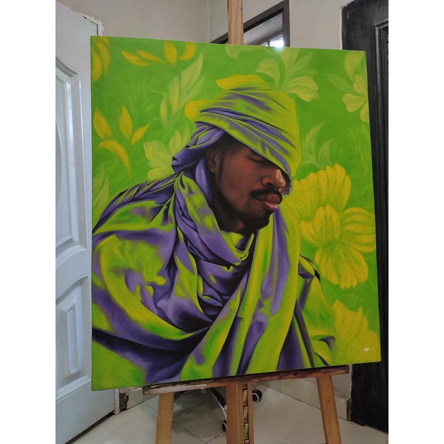 Textile Sanctuary I, Oil on Canvas, 2024, Franklin Ifeanyi Igwenagu For Sale - Image 7 of 7