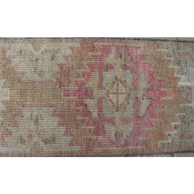 Textile Turkish Oushak Runner in Soft Taupe With Faded Rose, Pale Blue, and Cream Accent For Sale - Image 7 of 12
