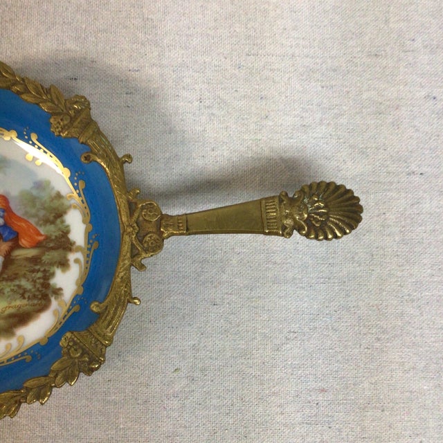 Vintage Sevres France Gold Gilt Brass and Porcelain Handled Dresser Tray For Sale - Image 10 of 12