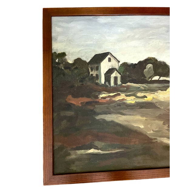Wood Mid 20th Century Vintage Mid-Century Expressionist Landscape Painting Signed G. Bronson, Framed For Sale - Image 7 of 10