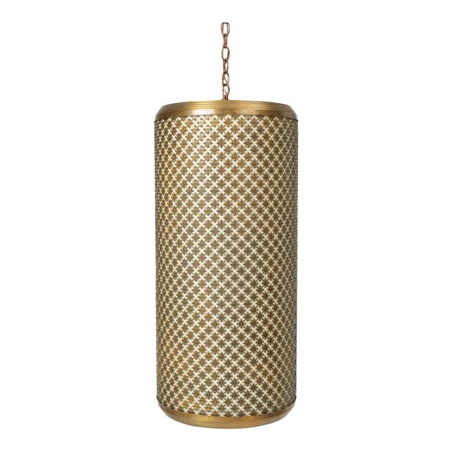 Single Metal Grated Pendant Lamp by the Feldman Company For Sale