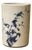 Chinese Distressed White Porcelain Blue Flower Bird Graphic Holder Vase For Sale