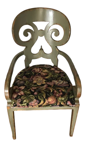 Custom Scroll-Back Upholstered Armchair by Woodland Furniture