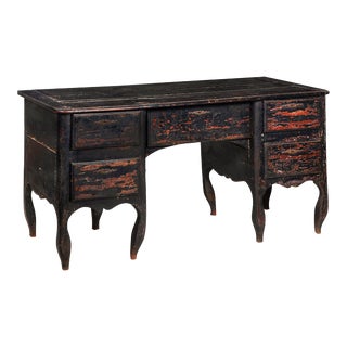 18th Century French Provincial Black Painted “Mazarin” Pedestal Desk For Sale