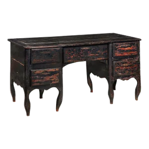 18th Century French Provincial Black Painted “Mazarin” Pedestal Desk