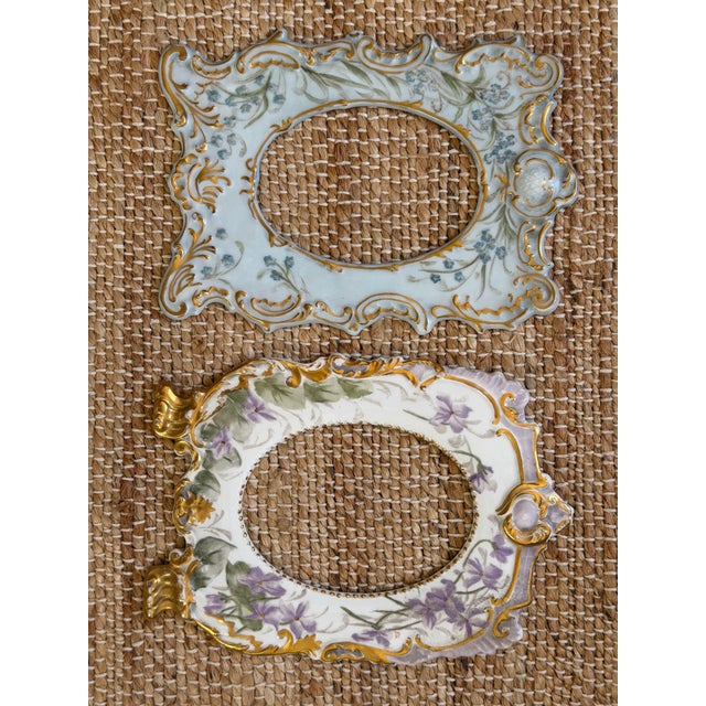 Ceramic 19c Hand Painted Porcelain Frames, Set of 2 For Sale - Image 7 of 11