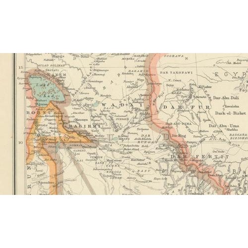 Gold North-East Africa Map with Egypt, Abyssinia, Sudan and Somaliland, 1902 For Sale - Image 8 of 13