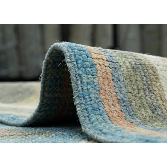 Textile Blue & Green Turkish Oushak Rug 3'11" x 5'11" For Sale - Image 7 of 8