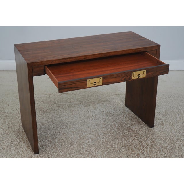 Campaign Henredon Oak Campaign Style 1 Drawer Writing Desk For Sale - Image 3 of 18