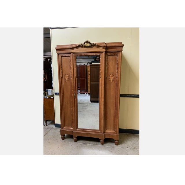 Antique Art Nouveau Bronze Inlaid Wardrobe, 1910 For Sale - Image 6 of 11