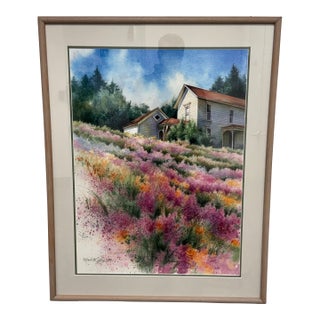 Melinda Cowdry Oregon House Watercolor, Circa 1990 For Sale