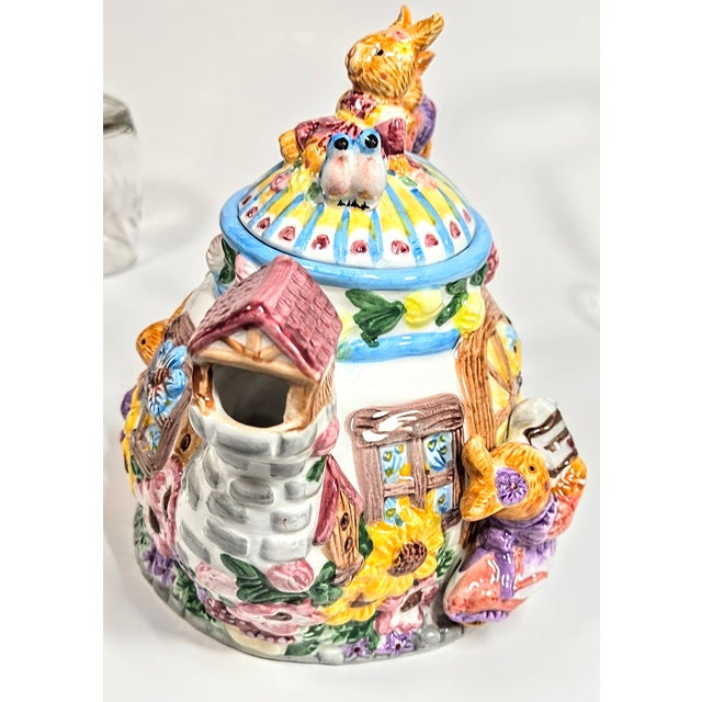 1990s Handpainted Sculpted Easter Teaset- Set of 15 For Sale - Image 5 of 12