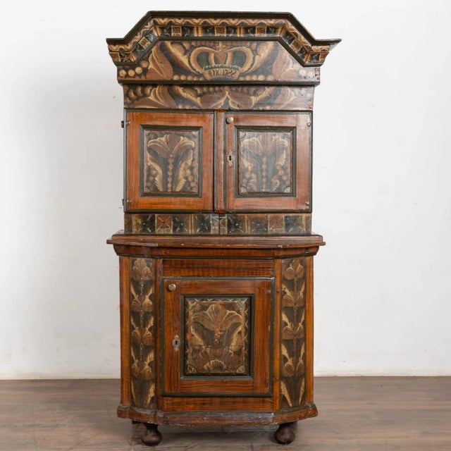 Folk Art Original Hand Painted Swedish Dalarna Cabinet Cupboard Dated 1788 For Sale - Image 3 of 16