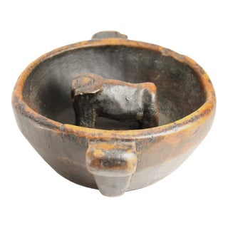 Antique Peruvian Aymara Wooden Marriage Bowl W Ox Chicha Drinking Vessel For Sale